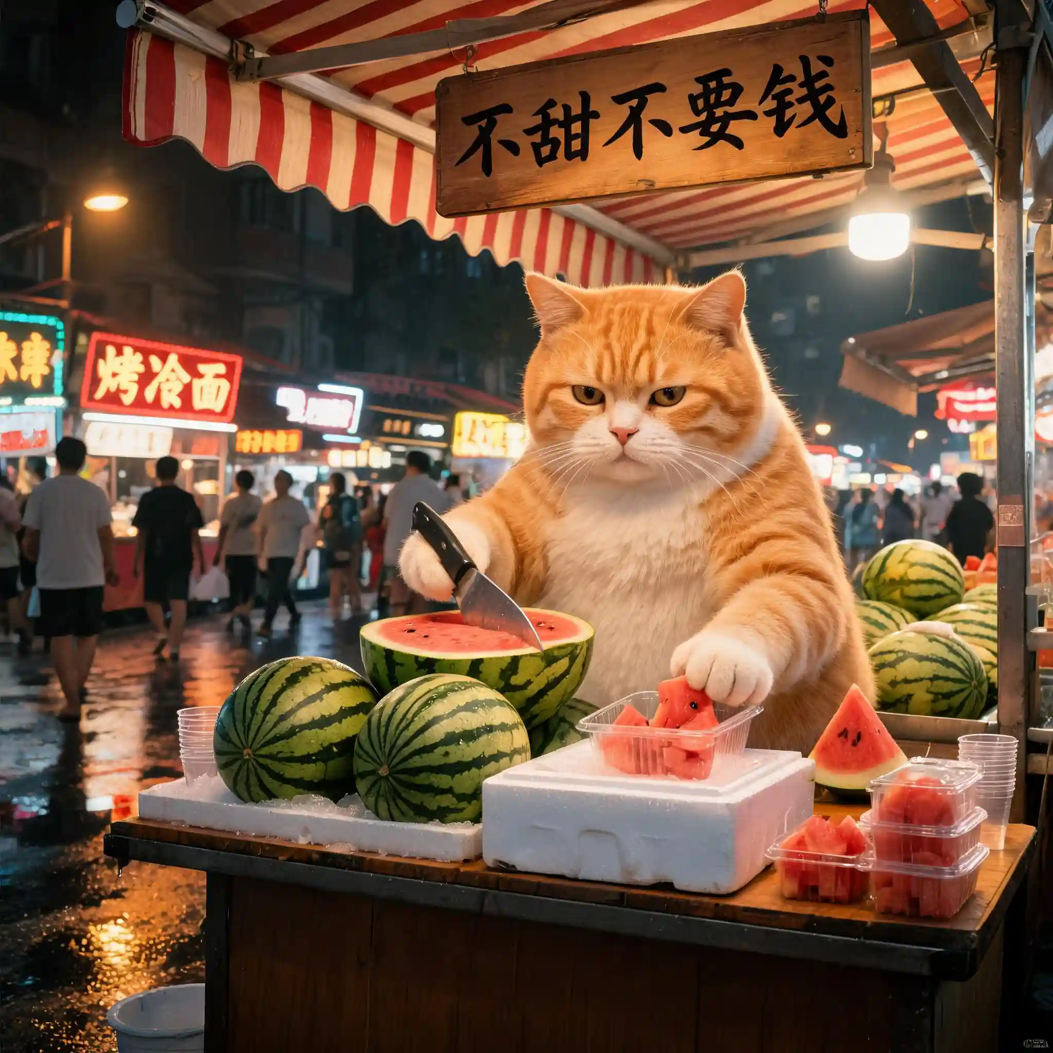 胖橘夜市西瓜摊